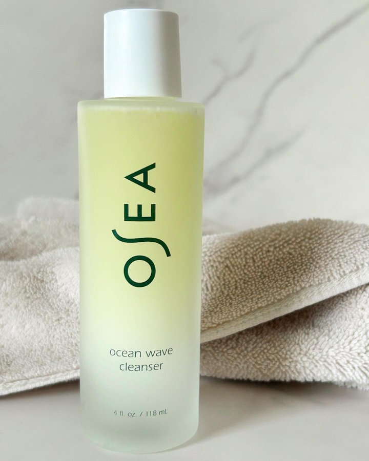 Instagram post by @skincarebeautyandmore for OSEA Malibu. Caption reads: [...] Ocean Wave Cleanser from @oseamalibu A....
