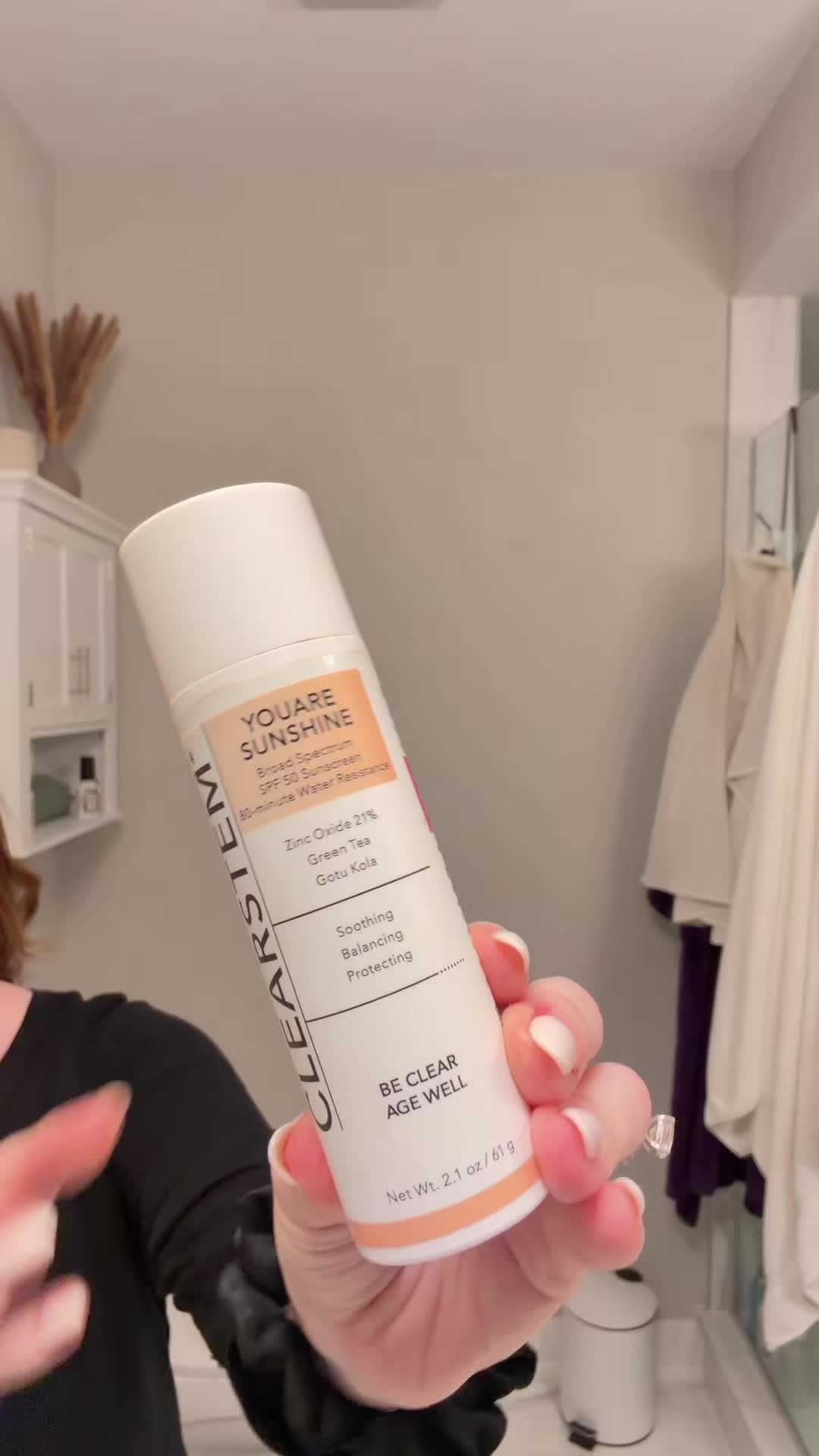 TikTok post by @simplycleanli for CLEARSTEM Skincare. Caption reads: The @CLEARSTEM Skincare tinted mineral sunscreen....