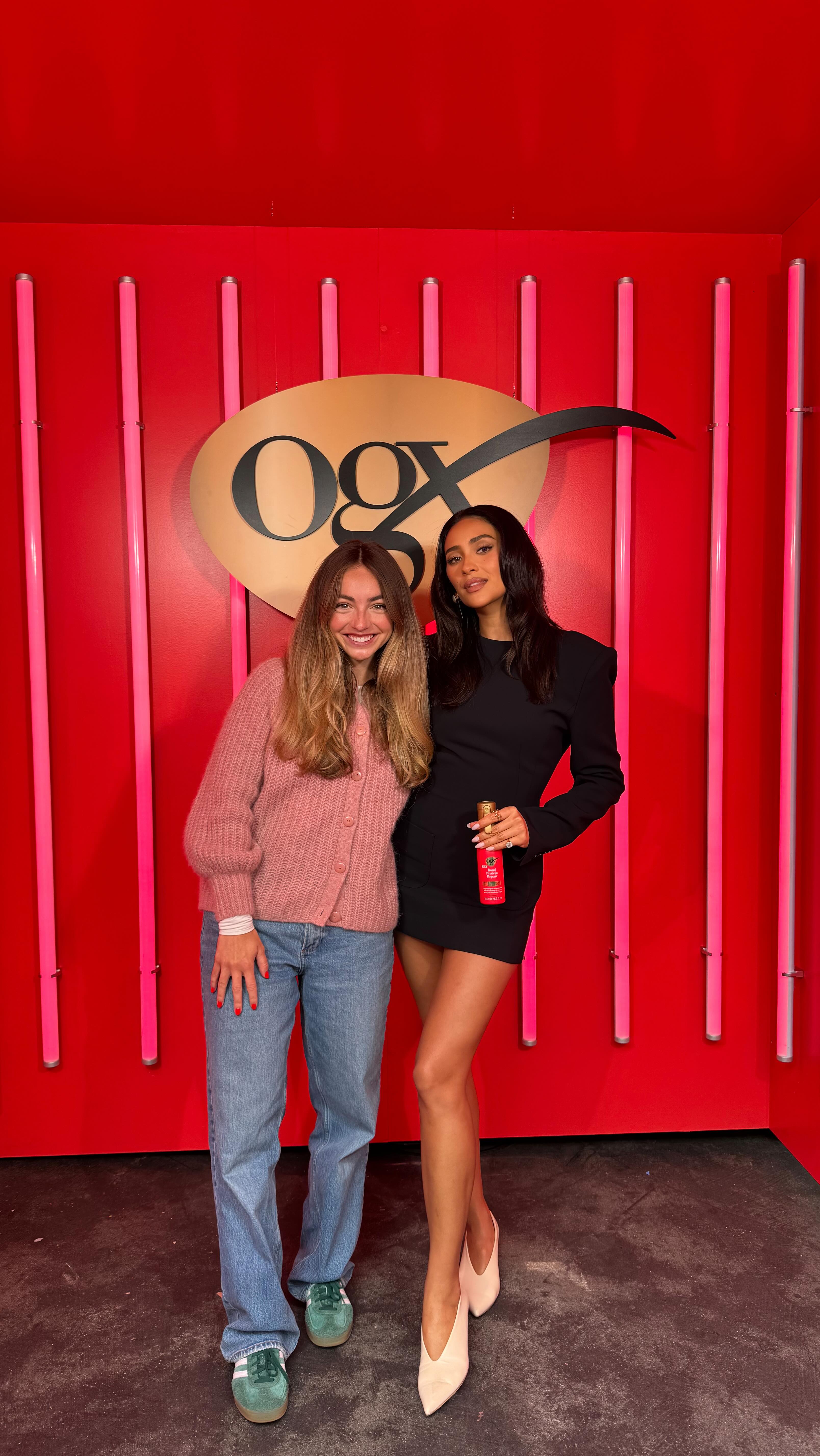 Instagram post by @katwellington for OGX Beauty. Caption reads: #ad The best time with my girls at the @ogx_beauty....