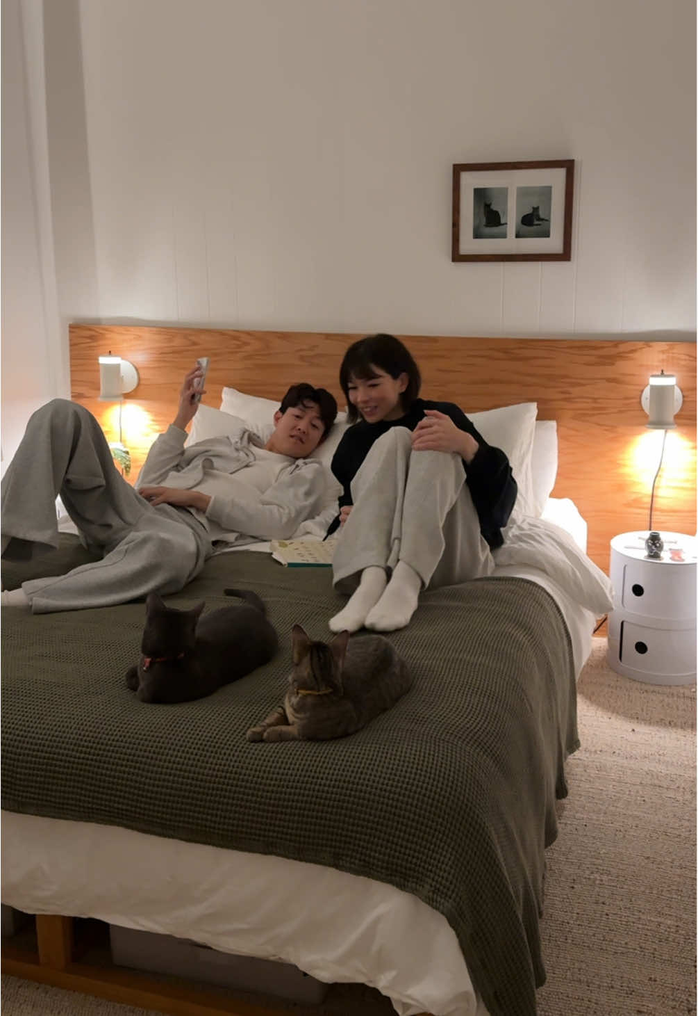 TikTok post by @cabagges for Brooklinen. Caption reads: Our nighttime routine with @Brooklinen as directed....
