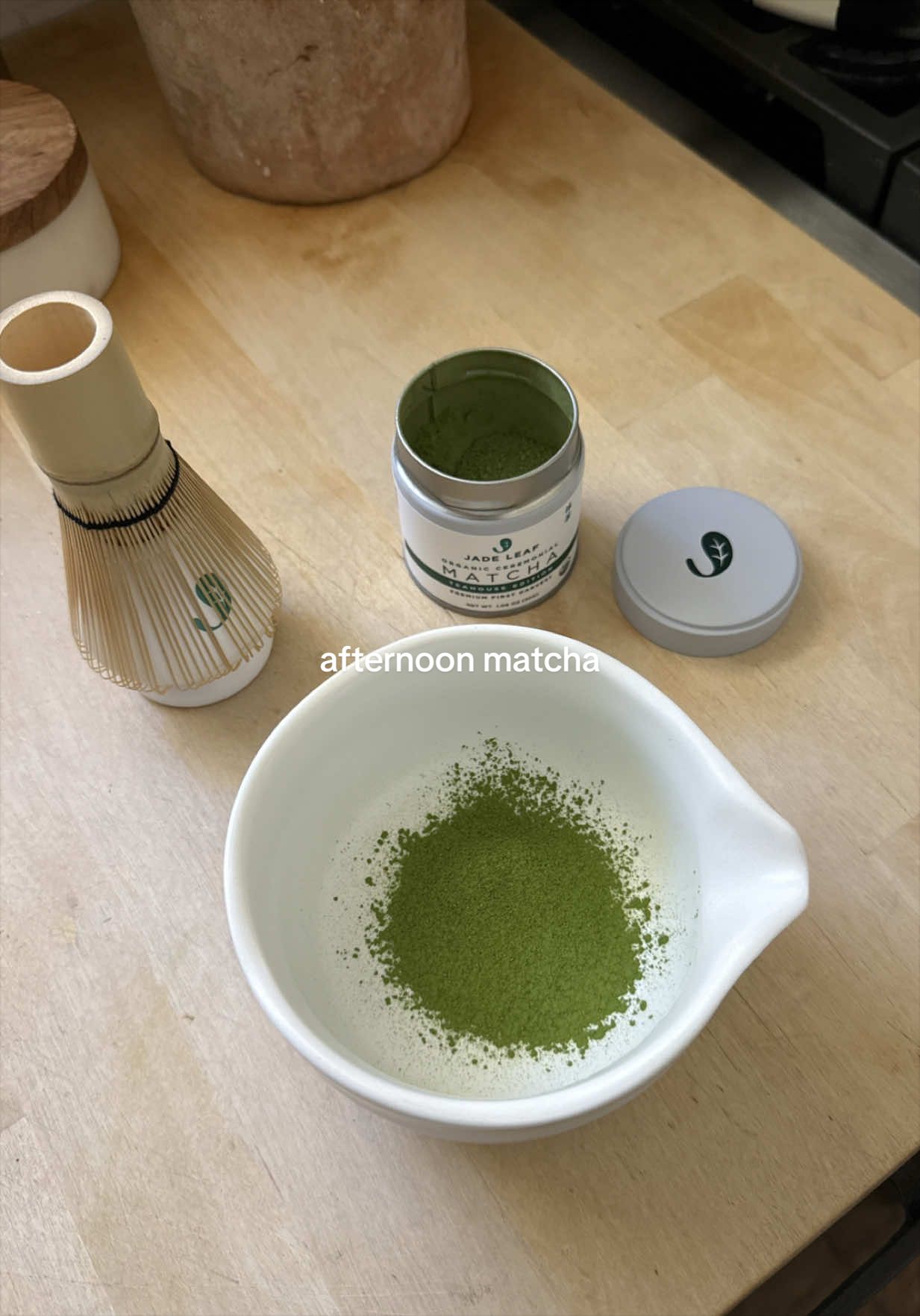 TikTok post by @chelseajanie for Jade Leaf Matcha. Caption reads: [...] a salted vanilla cream top using @Jade Leaf....