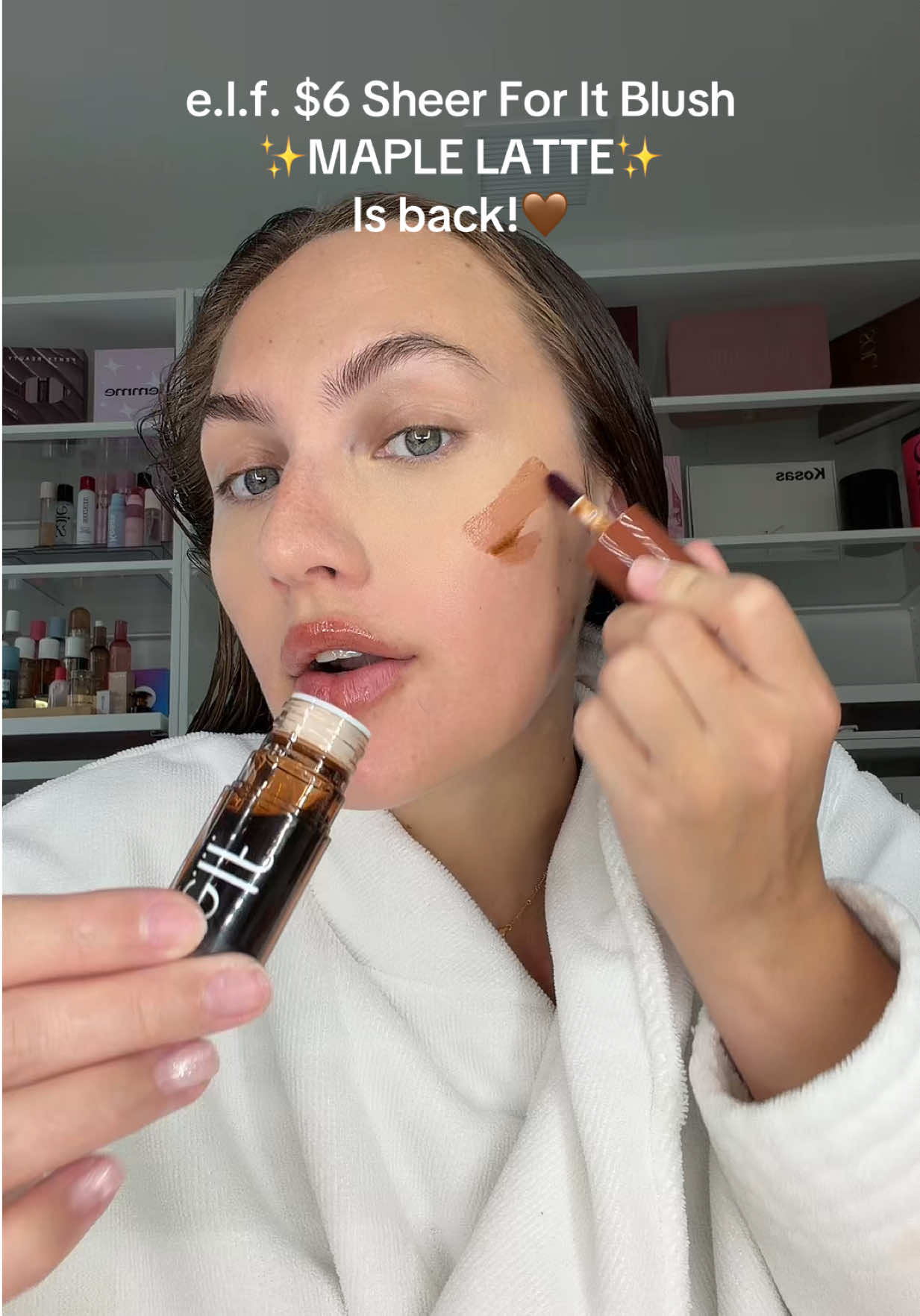 TikTok post by @daniellamagee for e.l.f. Cosmetics. Caption reads: [...] IS BACK!!! Runnnn🤎☕️ @e.l.f. Cosmetics....