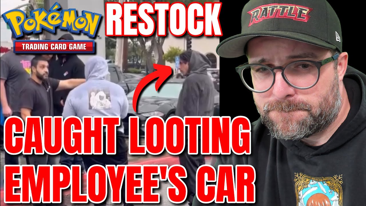 YouTube post by @RattlePokemon for Vault X. Caption reads: Pokemon Card Scalpers & Thieves With New....