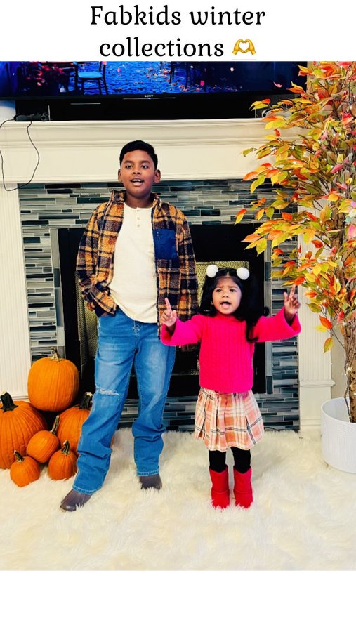 Instagram post by @fashionmejen for FabKids. Caption reads: #fabkidspartner Cozy and stylish outfits from....