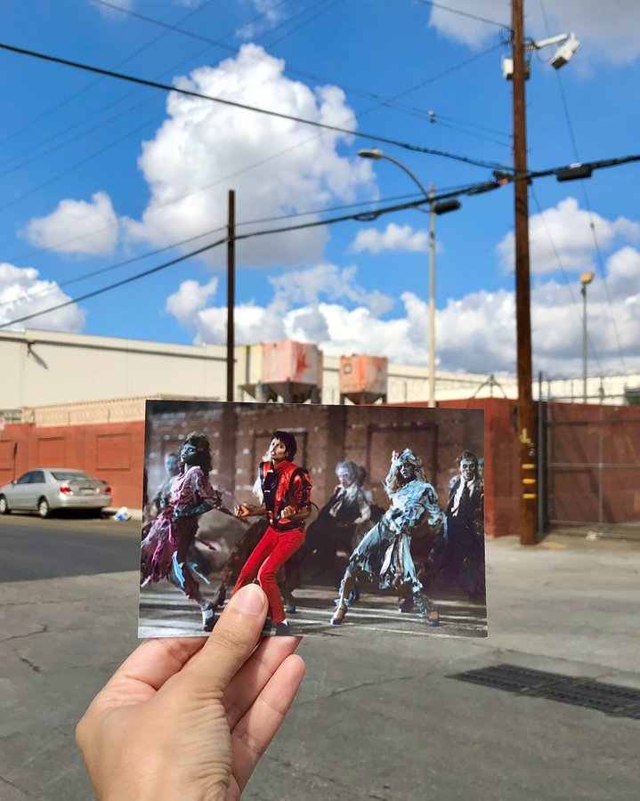 Instagram post by @filmtourismus for Discover Los Angeles. Caption reads: Happy Halloween 🎃 with Michael Jackson’s....