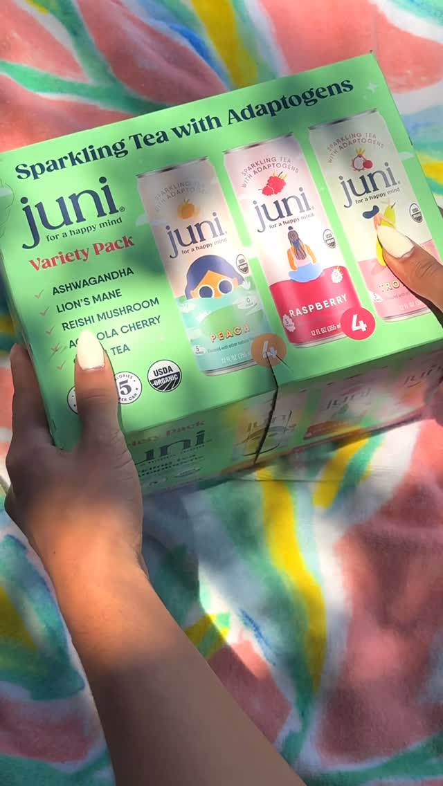 Instagram post by @mychalalee for Drink Juni. Caption reads: My beach days just got an upgrade 🤩I’m sooo....