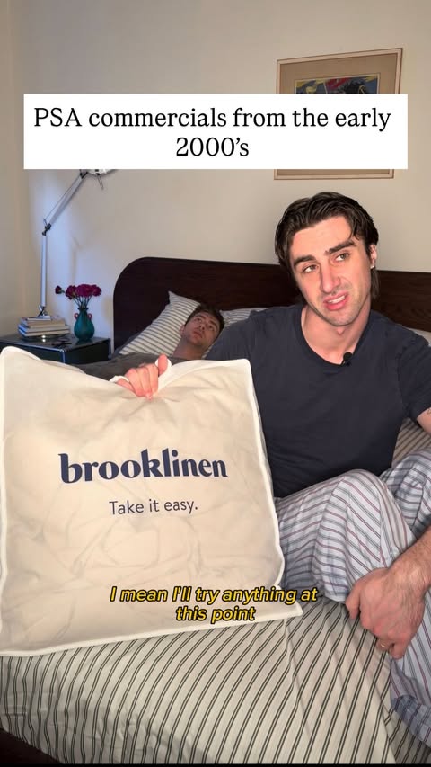 Instagram post by @bentonmcclintock for Brooklinen. Caption reads: Thank you to @brooklinen ‘s updated comforters and....