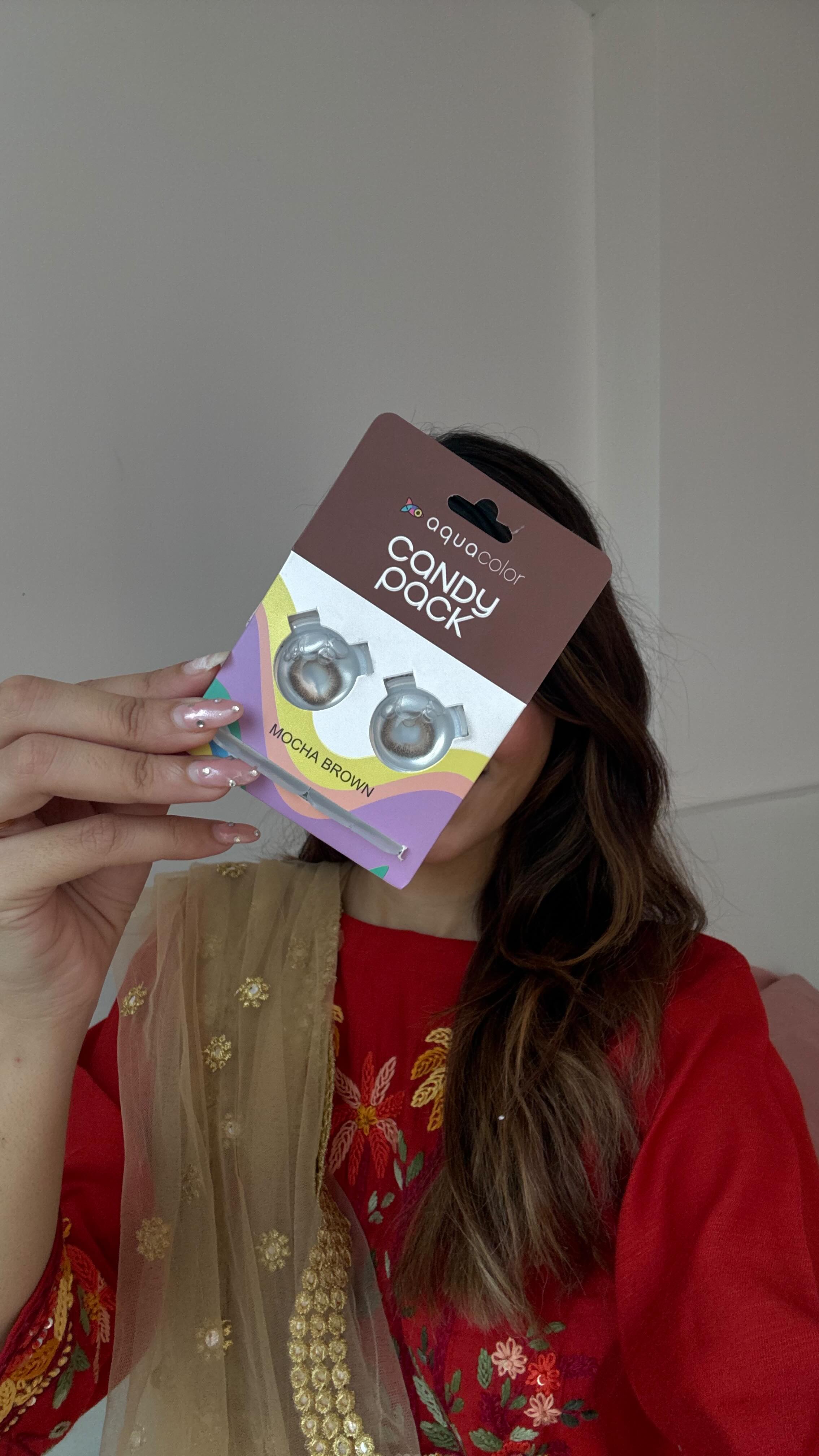 Instagram post by @khushikumpawatt for Aqualens. Caption reads: Turn heads this Diwali one blink at a time with....