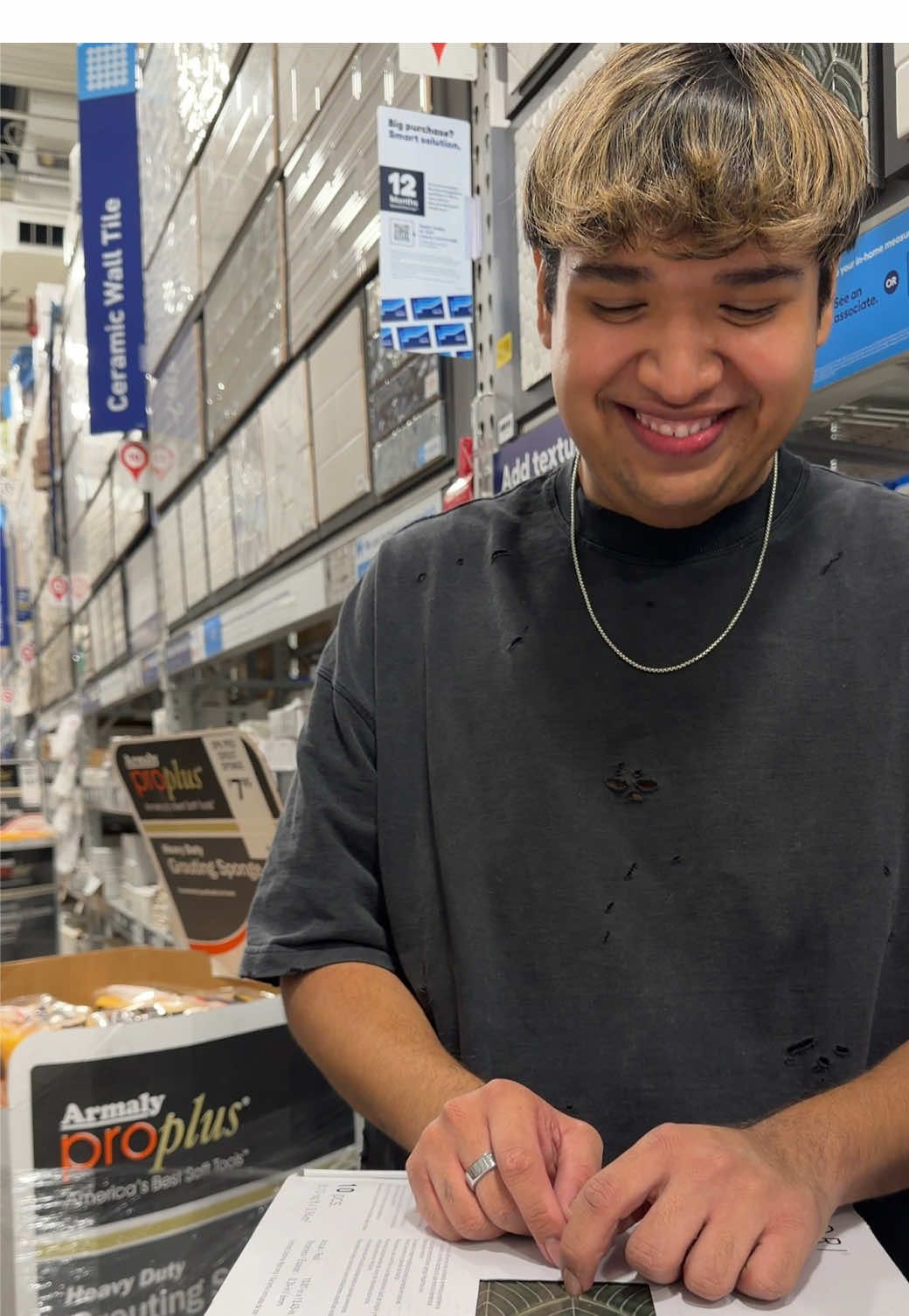 TikTok post by @rachel_bynum for Lowe's. Caption reads: Come to @Lowe’s with us!  #rachelbynum #boldhairco....