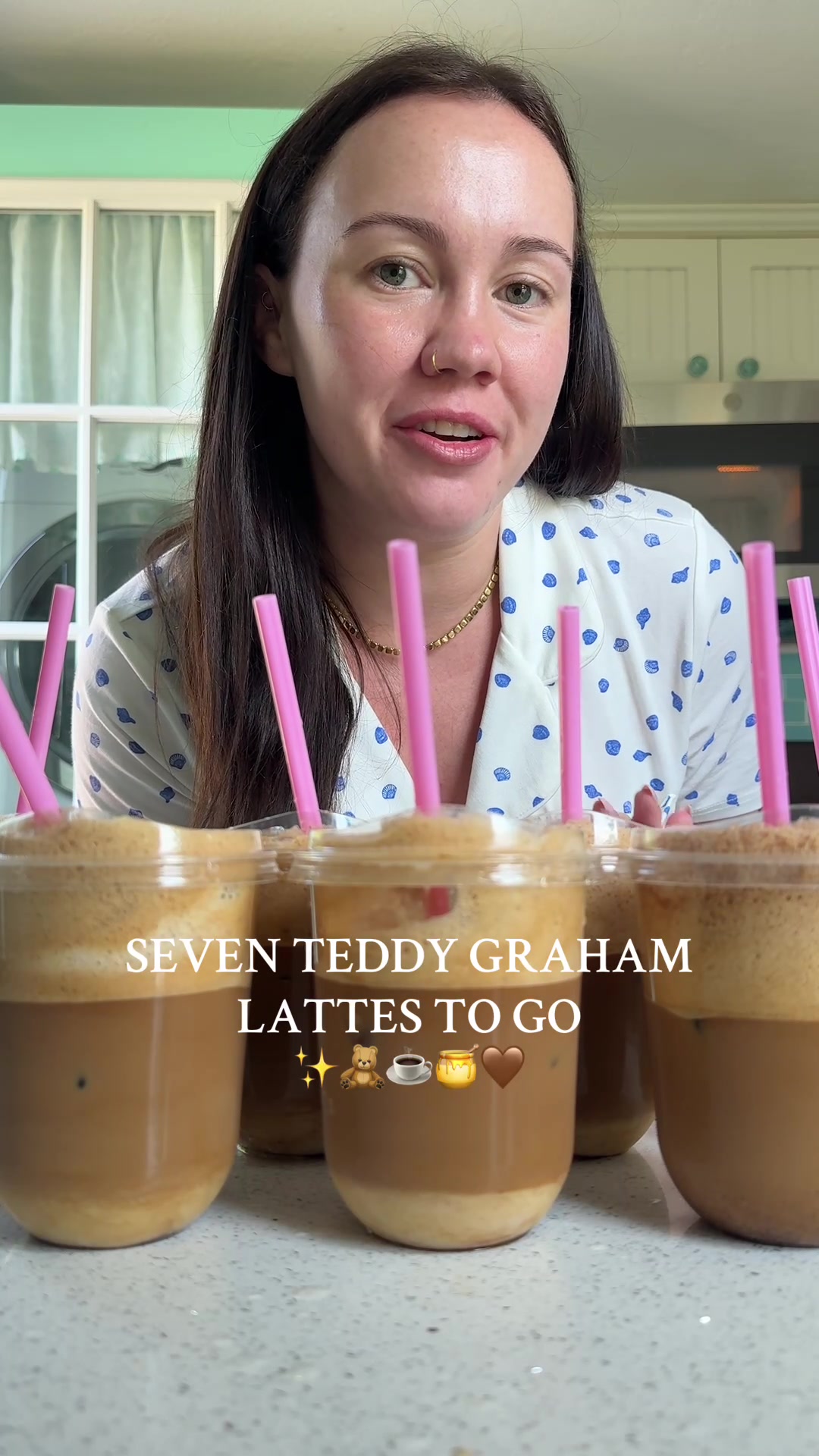 TikTok post by @ericaxcondon for nutpods. Caption reads: These were such a hit 😍☕️🧸🍯 #teddygrahamlatte....