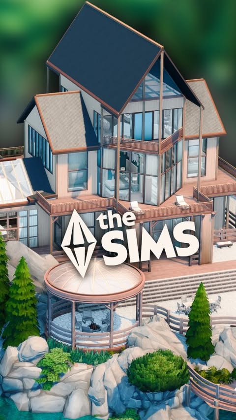 Instagram post by @thekateemerald for The Sims. Caption reads: [...] Mansion | ID: KateEmerald #simspartner....