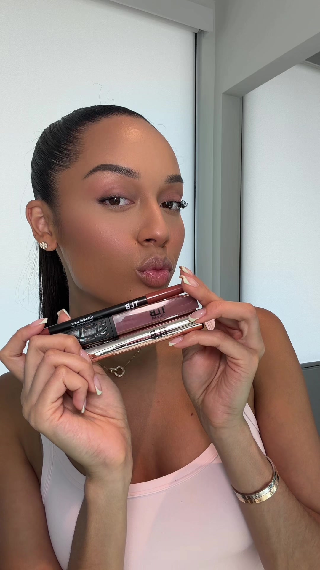 TikTok post by @brooklynnikole for The Lip Bar. Caption reads: Loving this lip combo from @thelipbar 🩷 Liner:....