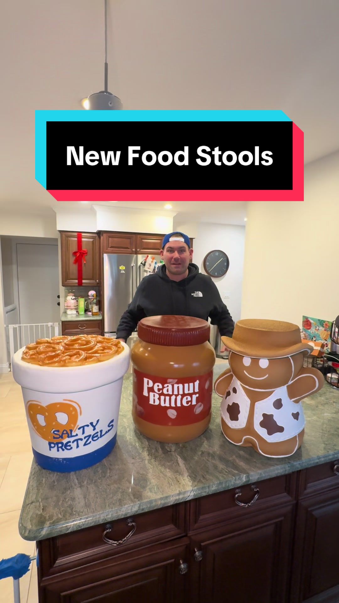 TikTok post by @robbiehornik for HomeGoods. Caption reads: 🚨 NEW FOOD STOOLS 🚨 @HomeGoods #homegoods....