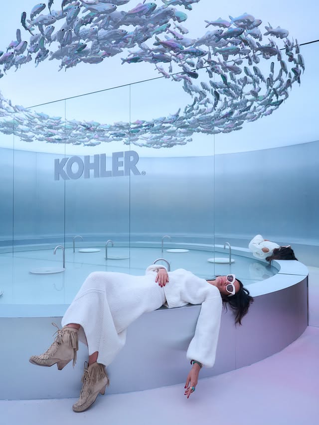 Instagram post by @lopezjennylopez for KOHLER. Caption reads: Did you know that pearlized colors evoke feelings....