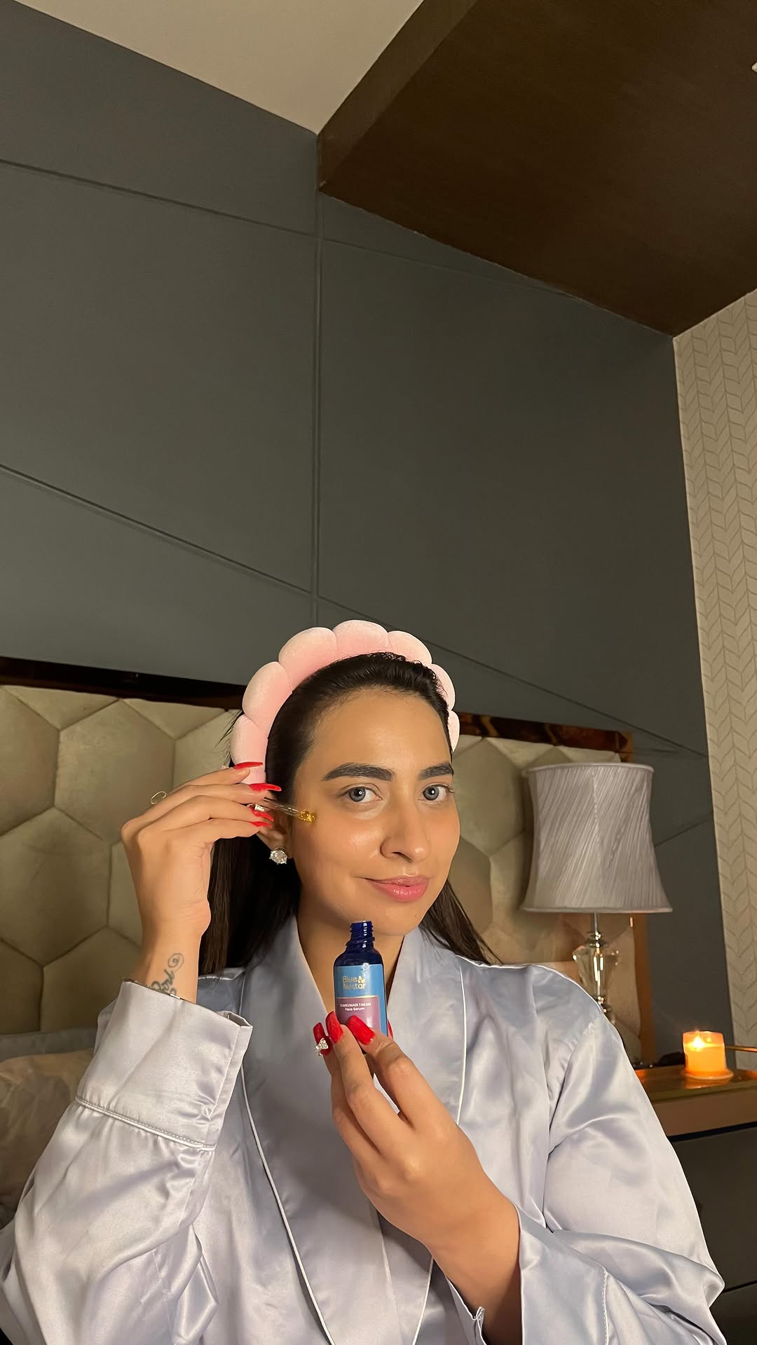 Instagram post by @noorvishusehgal for Blue Nectar. Caption reads: Loving my daily face massage with....