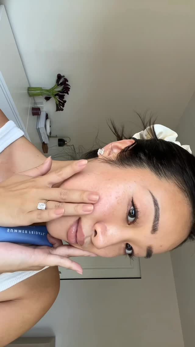 Instagram post by @realangelapark for Summer Fridays. Caption reads: So excited for this 🤍 The @summerfridays Holiday....