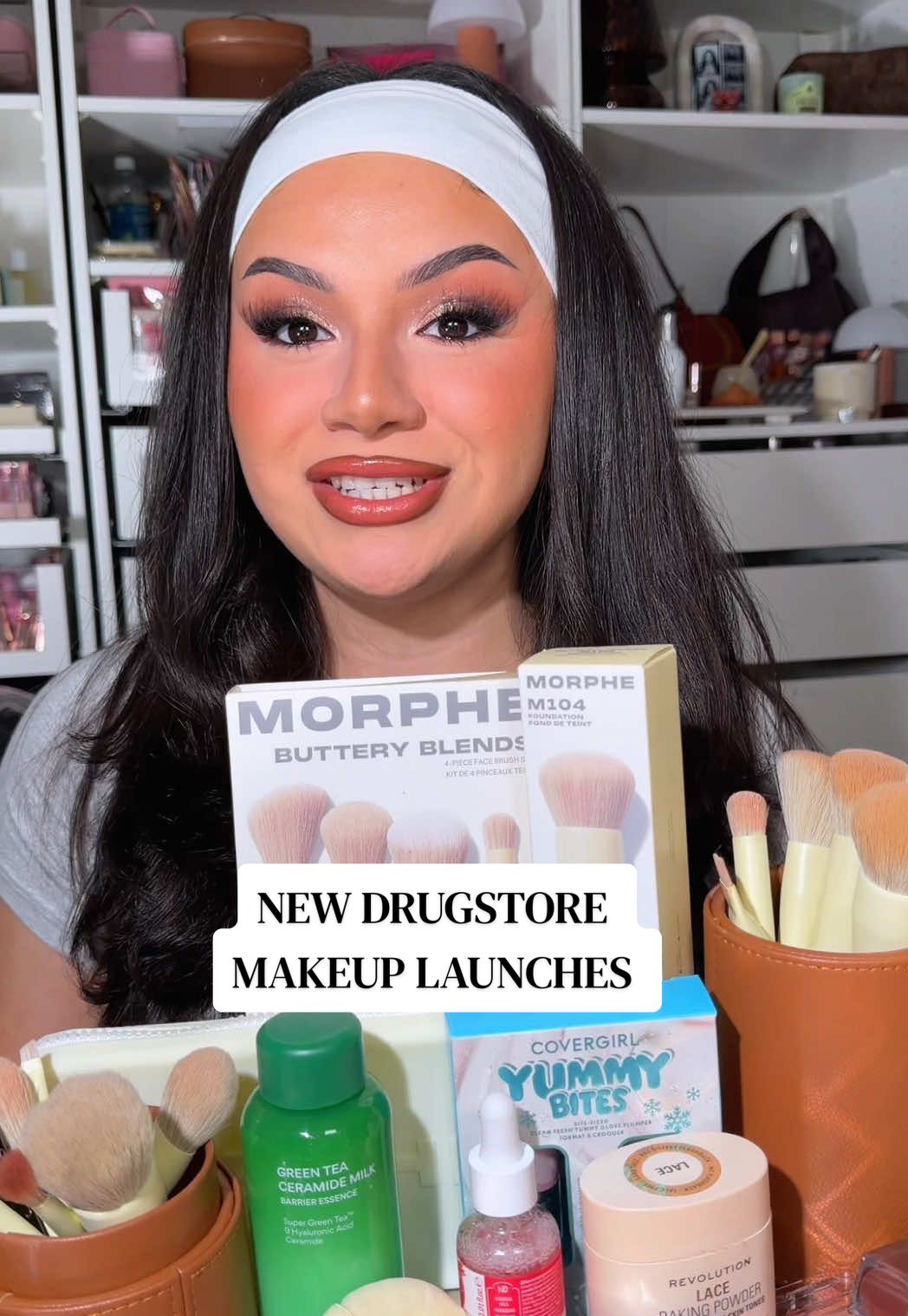 TikTok post by @hannahmiaaaa for Makeup Revolution. Caption reads: [...] of line ups for glam 💫 @Morphe Cosmetics....