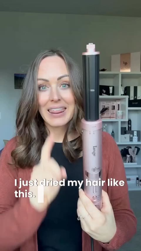 Instagram post by @melissaannrae for L'ange Hair. Caption reads: I just DRIED my hair in CURLS! 🤯 @langehair....