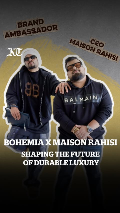 Instagram post by @idevbhatnagar for Khaleej Times. Caption reads: BOHEMIA x MAISON RAHISI collaboration What started....