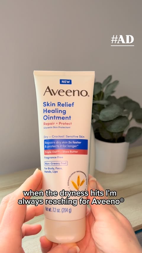 Instagram post by @kristina_vega_ for Aveeno. Caption reads: [...] the care it deserves this season with....