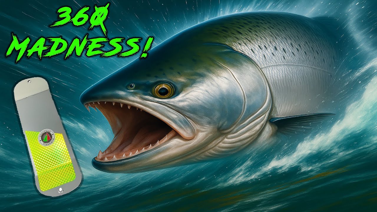 YouTube post by @AddictedFishing for Mustad Fishing. Caption reads: I Fished for Salmon for 7 Days, and Here's What....