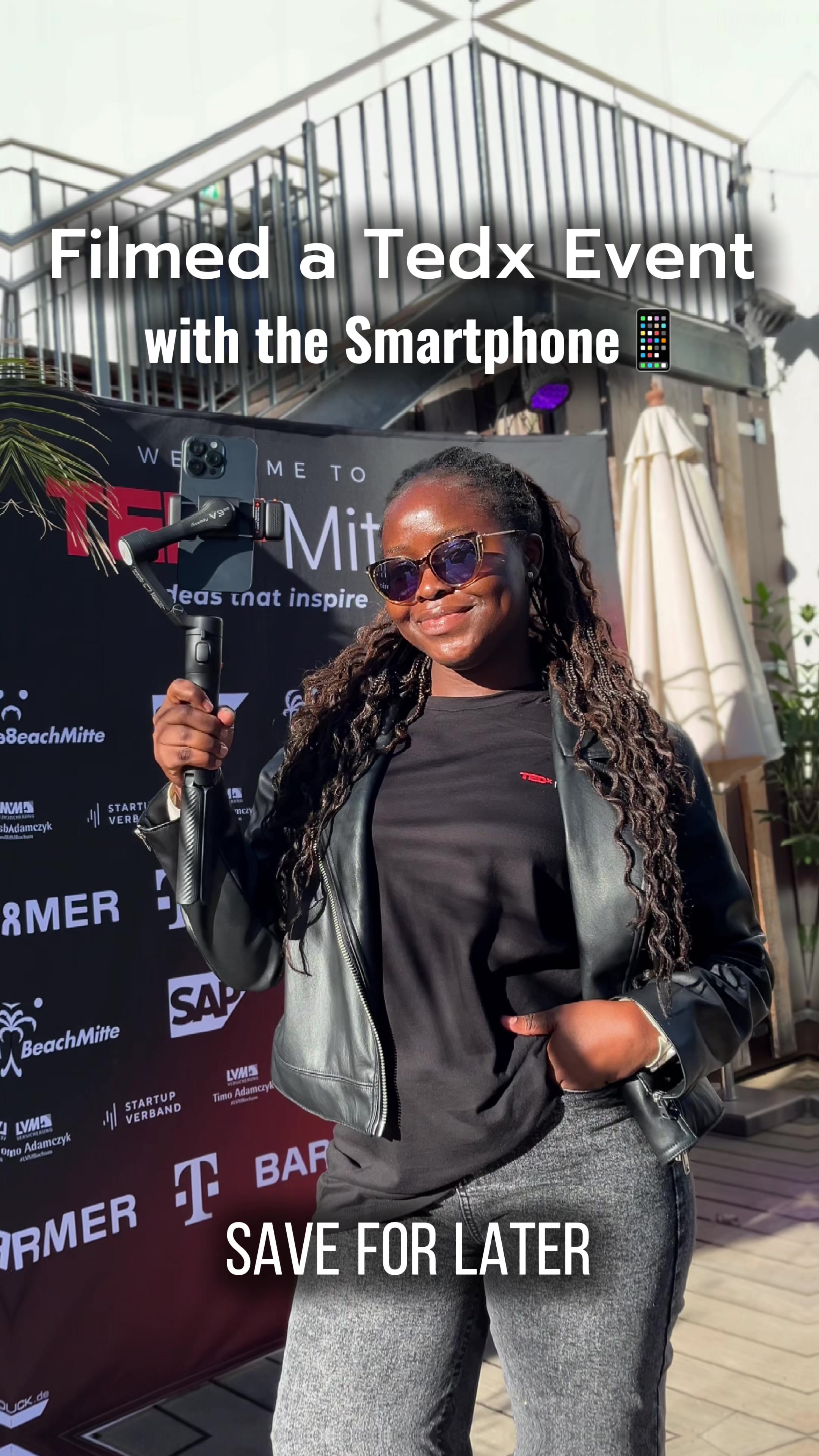 TikTok post by @maeythecreator for Hohem. Caption reads: I covered Tedx-Mitte event in Berlin using my....