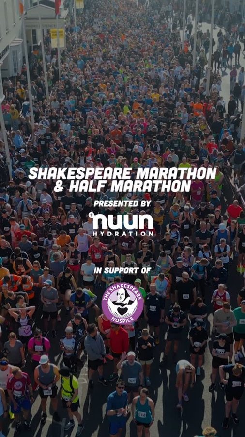 Instagram post by @thebardshospice for Nuun Hydration. Caption reads: Shakespeare Marathon & Half Marathon Presented by....