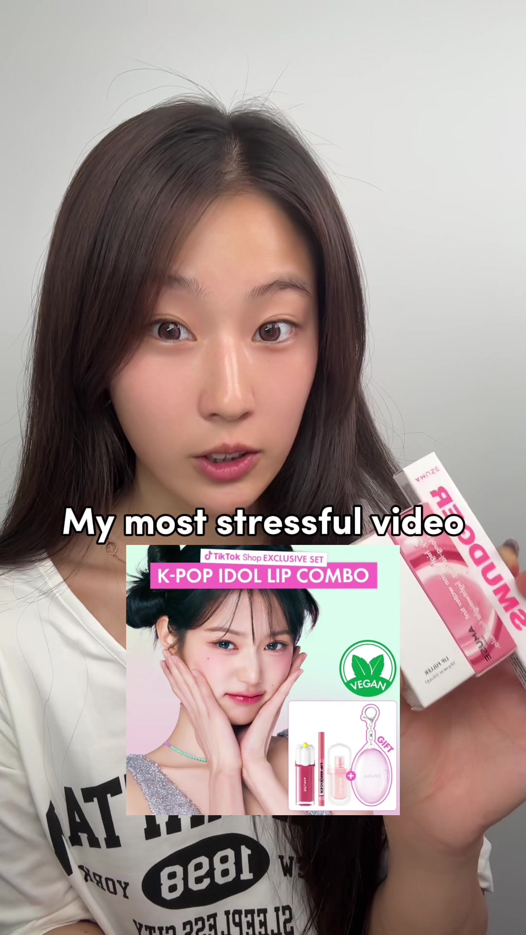 TikTok post by @yonny_yy for AMUSE Seoul. Caption reads: I swear the color changed! @AMUSE Seoul #amuse....