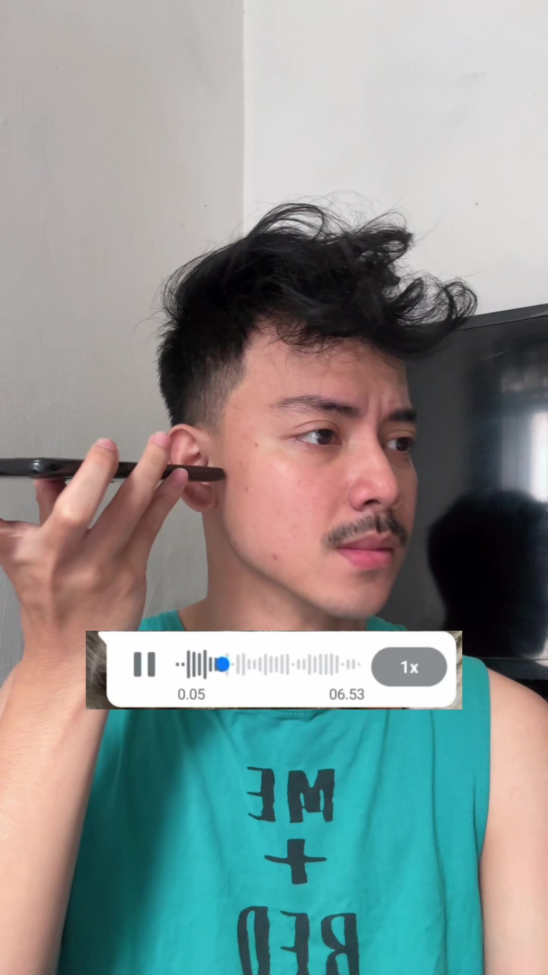 TikTok post by @azzil__ for Cave Men's Grooming. Caption reads: [...] dia VC, rambut udah kaya singa @CAVE Men's....