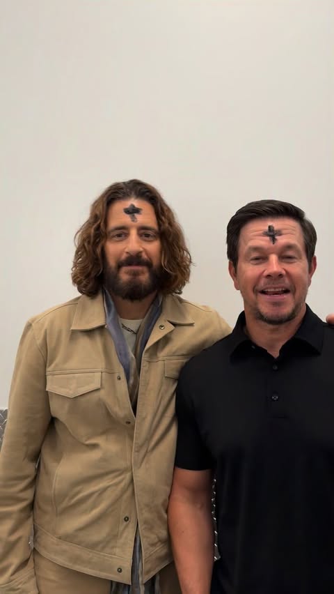 Instagram post by @markwahlberg for Hallow. Caption reads: HAPPY ASH WEDNESDAY 🙏STAY PRAYED UP🙏 @hallowapp....