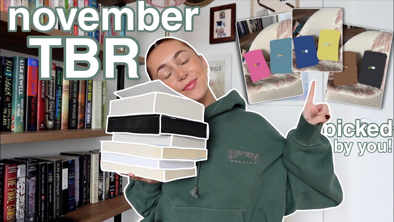 YouTube post by @SaraCarrolli for BookoftheMonth. Caption reads: instagram stories pick my november tbr 📚.