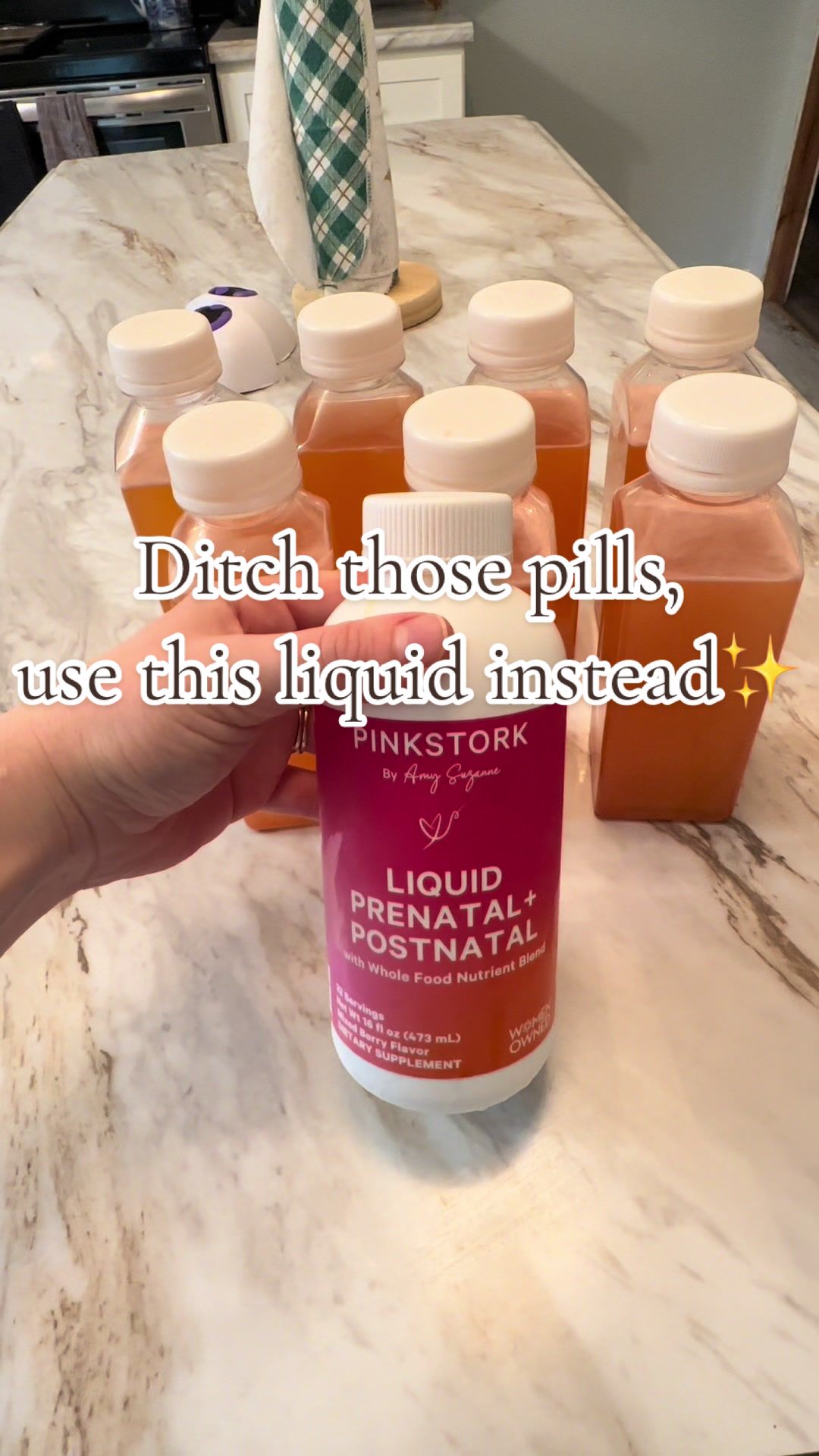 TikTok post by @madisonboliver for Pink Stork. Caption reads: [...] prenatal & postnatal vitamin from Pink Stork....