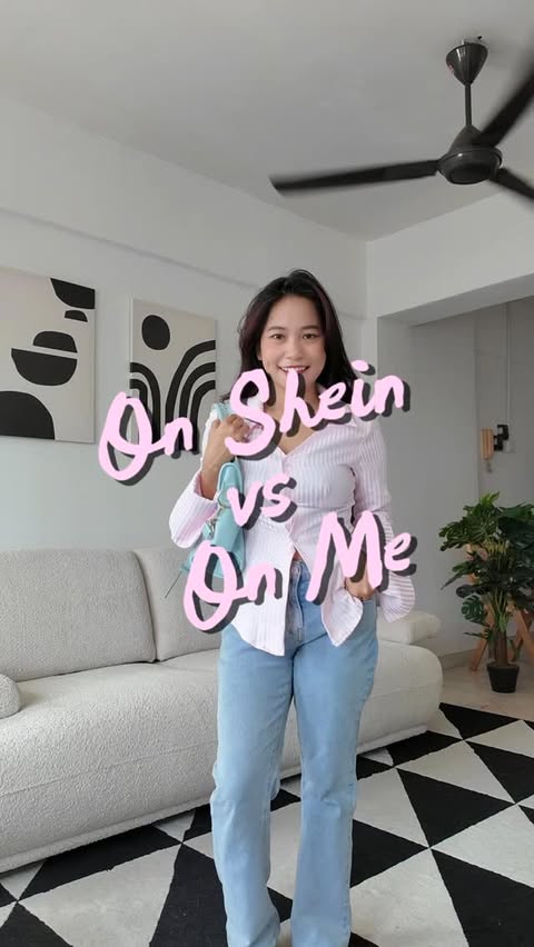 Instagram post by @intaaansaaari for DAZY FASHION. Caption reads: Online Vs Real SHEIN Fit Check Challenge 🌸 Search....