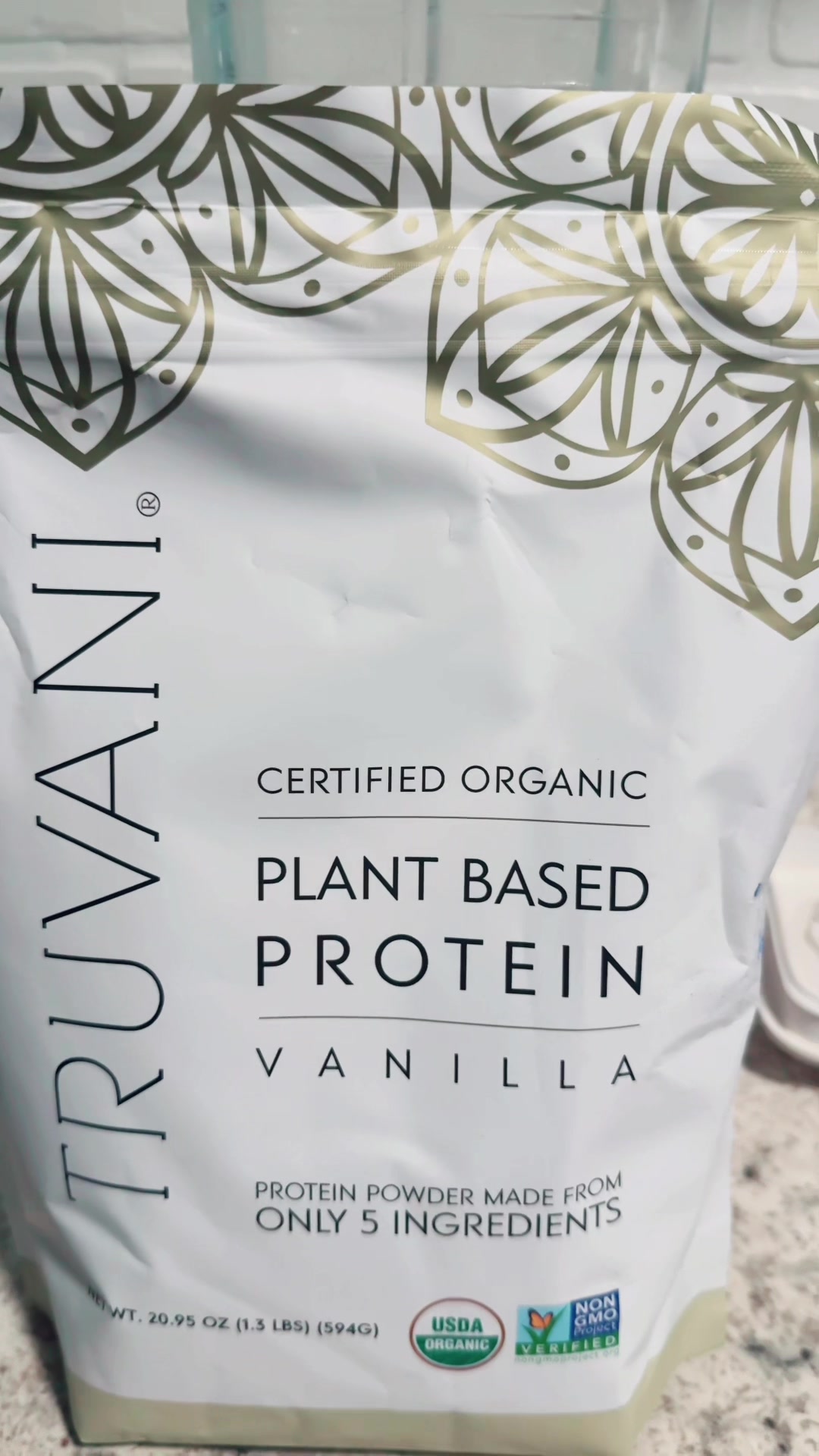 TikTok post by @jamieeethebunny for Truvani. Caption reads: [...] Protien Coffee before work. Using my....