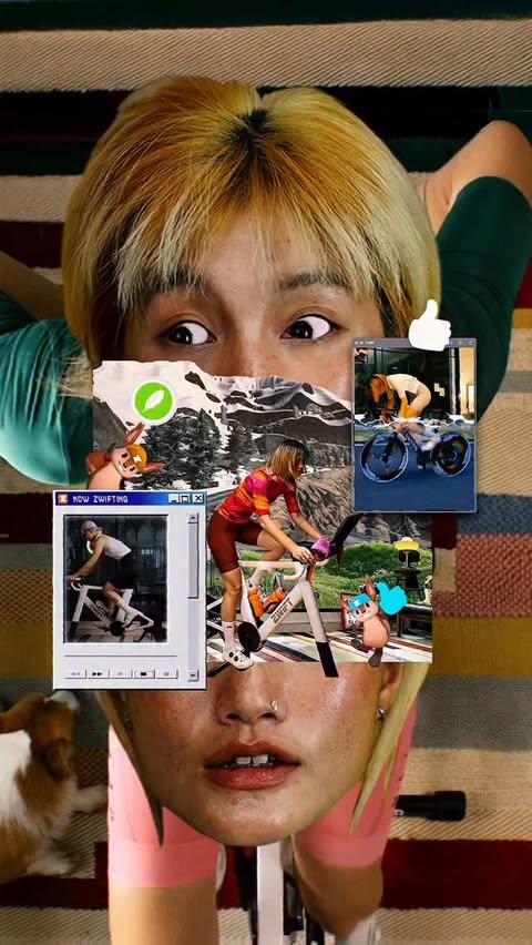 Instagram post by @lalabelle for Zwift. Caption reads: Friendly Reminder: Get ready for a little virtual....