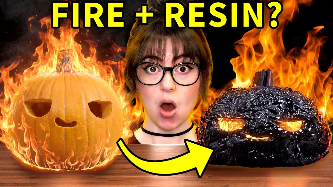 YouTube post by @EvanAndKatelyn for TotalBoat. Caption reads: Can We Preserve a Pumpkin with FIRE & RESIN?.