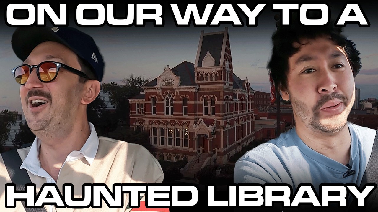 YouTube post by @watcherpodcasts for hims. Caption reads: Ryan Drives Us To Haunted Library | Get Scared 99.