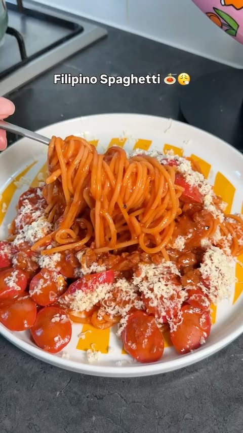 Instagram post by @food.and.grace for Del Monte. Caption reads: My ultimate comfort food, Filipino Spaghetti....