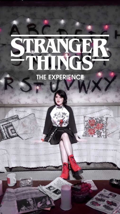 Instagram post by @vampren_ for Stranger Things Experience. Caption reads: i got invited by @fever_us and @netflix to attend....