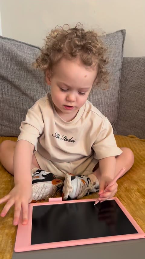 Instagram post by @adventurewithelijah for myFirst. Caption reads: [...] the past few days drawing with his new....