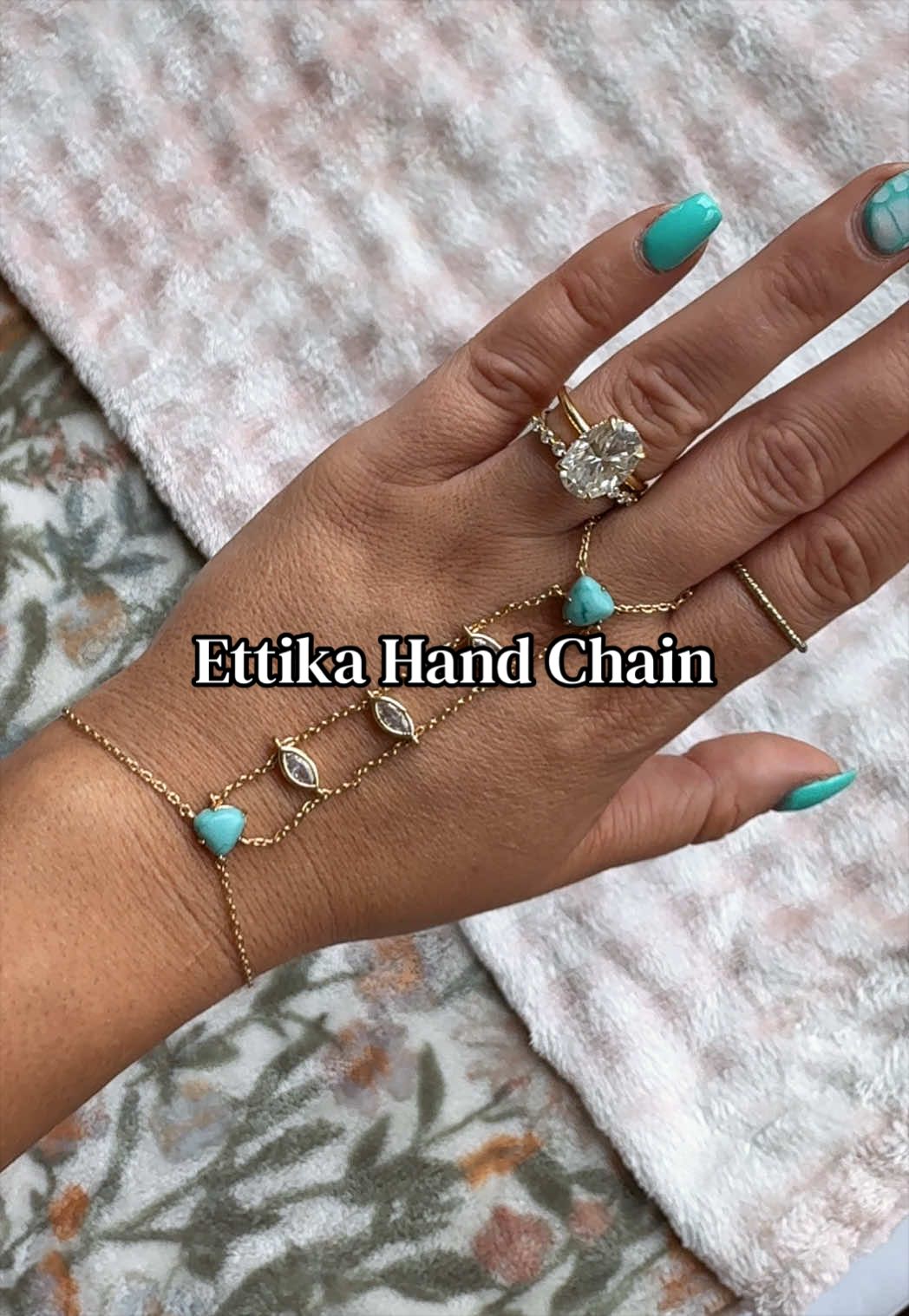 TikTok post by @athomewith_chelsea for Ettika. Caption reads: [...] and coastal style. #TurquoiseBracelet....