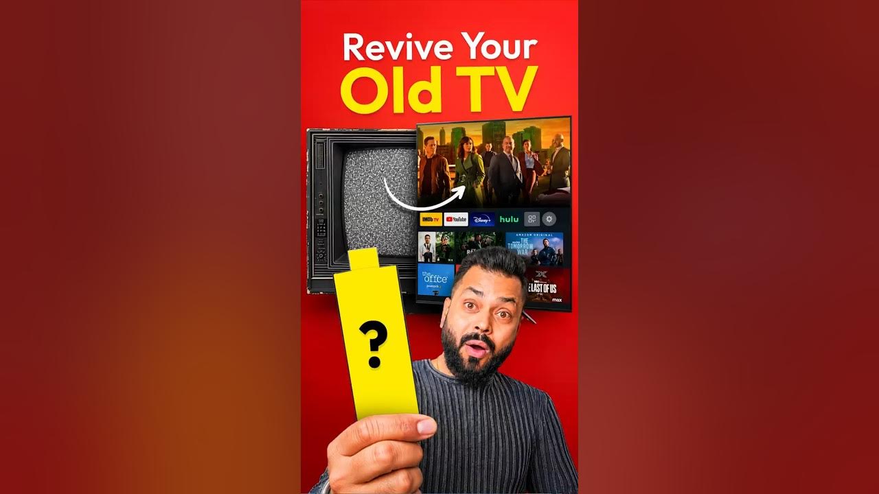 YouTube post by @TrakinTech for Mirchi Campus. Caption reads: This Device Can Revive Your Old TV ft. Amazon Fire....