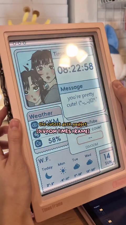 Instagram post by @x.kyuhn for Divoom. Caption reads: the cutest desk gadget from @divoom_global....