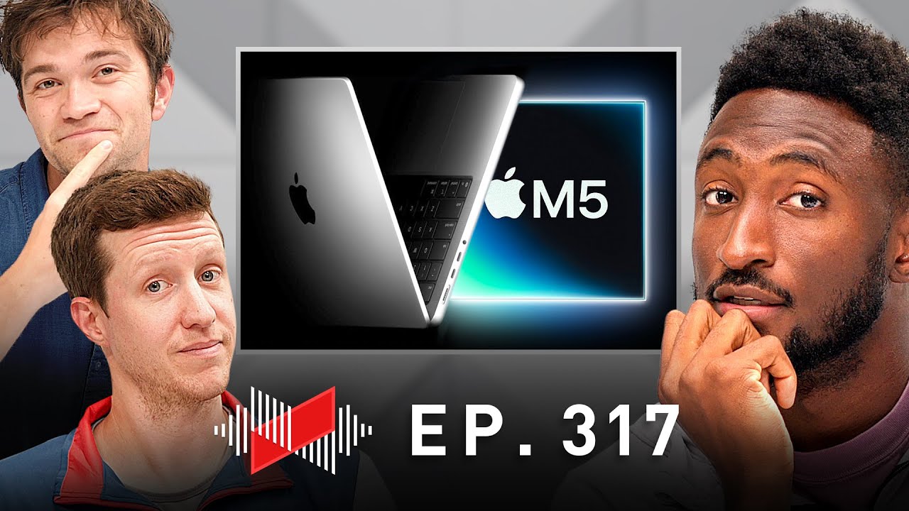 YouTube post by @Waveform for The Verge. Caption reads: Goodbye Windows 10, Hello Apple M5 Chip!.