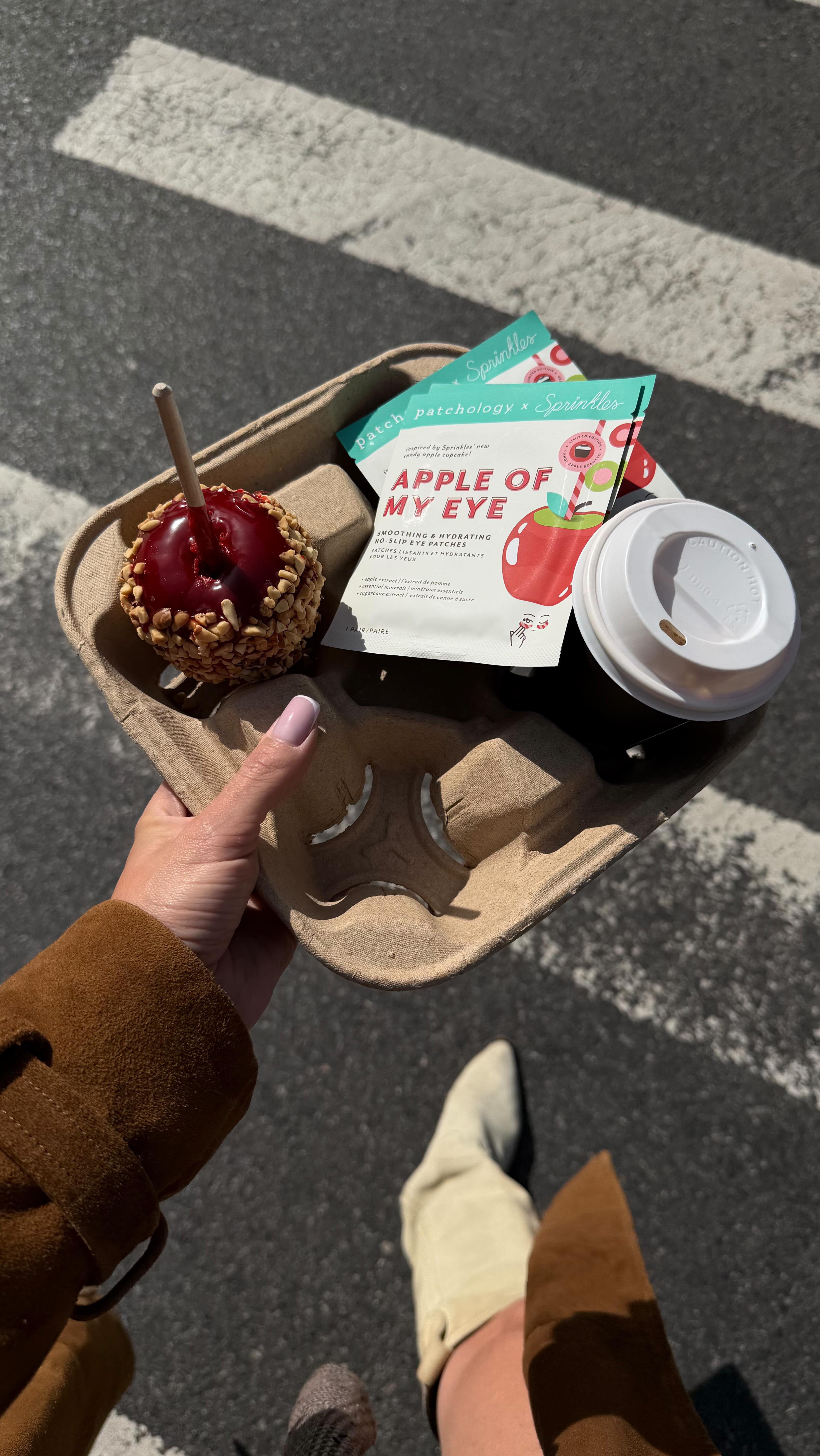 Instagram post by @nadin5_ for Patchology. Caption reads: 🍎apple of my eye, no slip eye patches from....