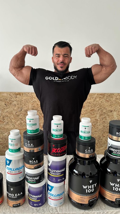 Instagram post by @djallelfeidi for TREC NUTRITION. Caption reads: [...] sponsors @goldenbody_nutrition....