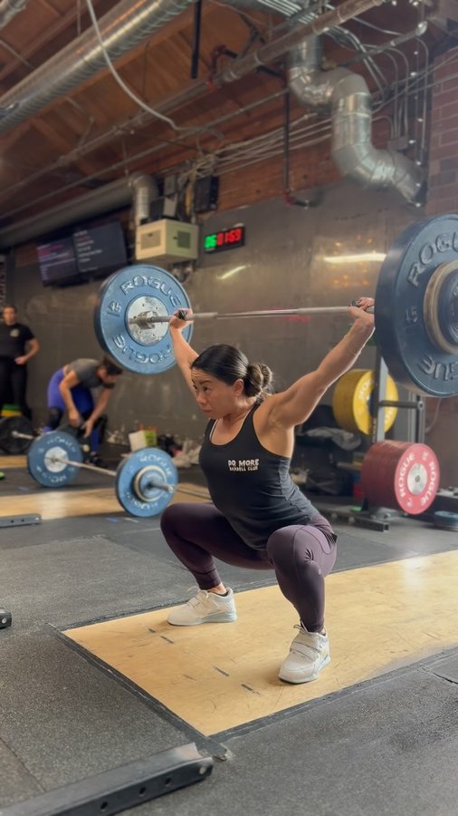 Instagram post by @janyce.okamoto for RP Strength. Caption reads: FIVE snatches in one minute at 155lbs
I’ve been....