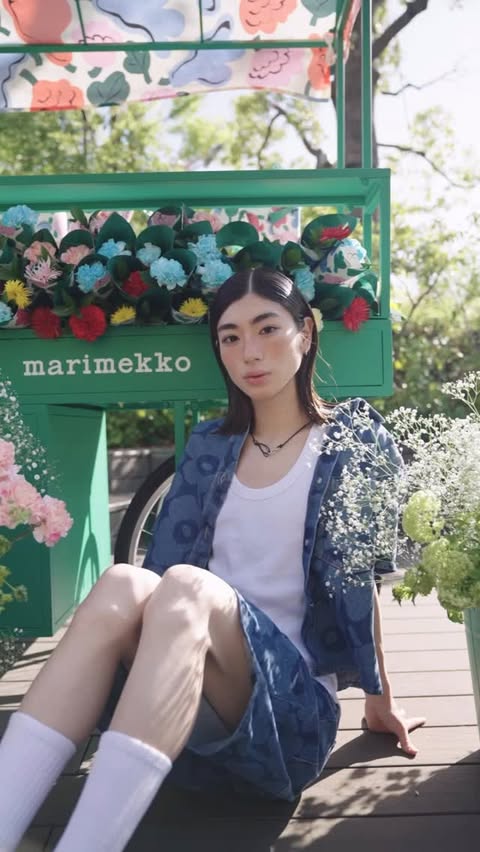 Instagram post by @haruki_mochizuki_ for Marimekko. Caption reads: 〝 Marimekko Day - Art of flowers in Tokyo 〟 [...].
