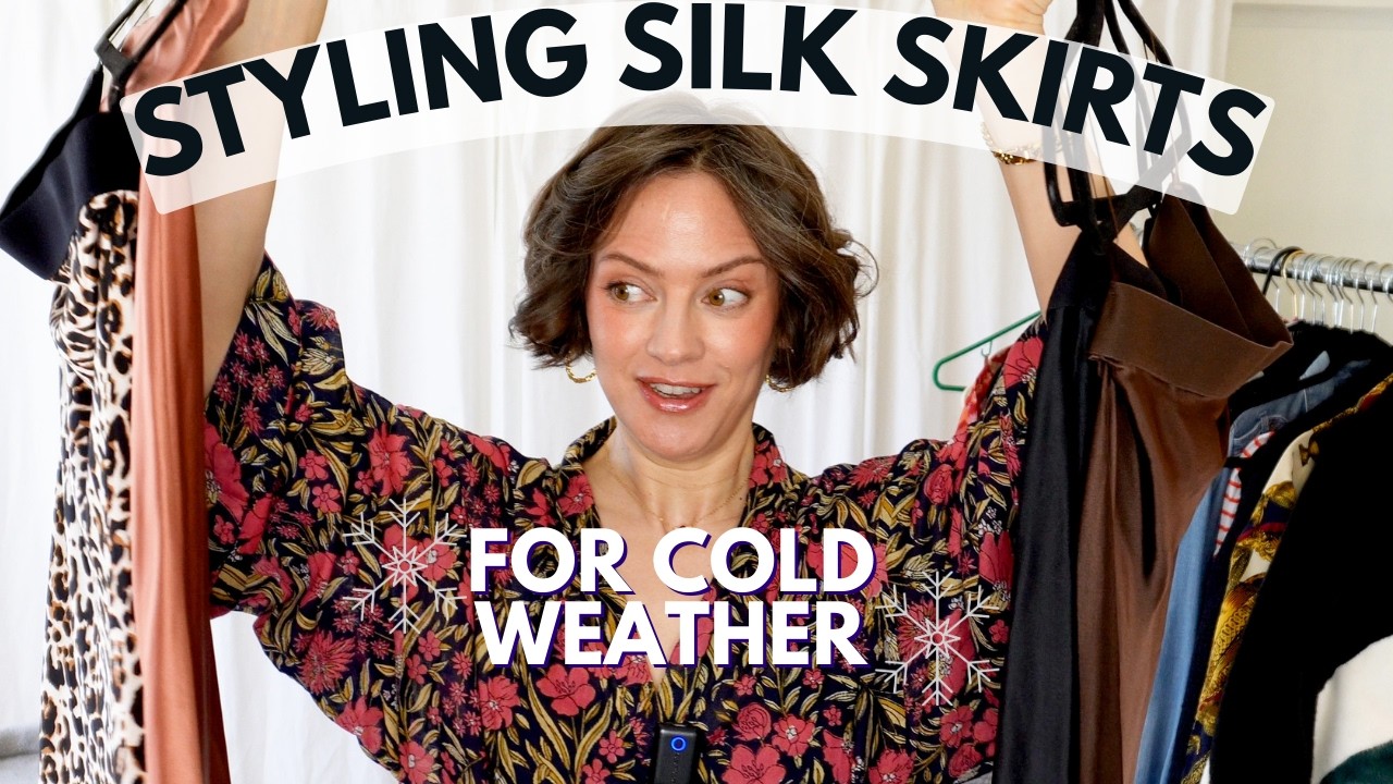YouTube post by @unblahyourself for Qure Skincare. Caption reads: How to Style Silk Skirts for Cold Weather - Fall....
