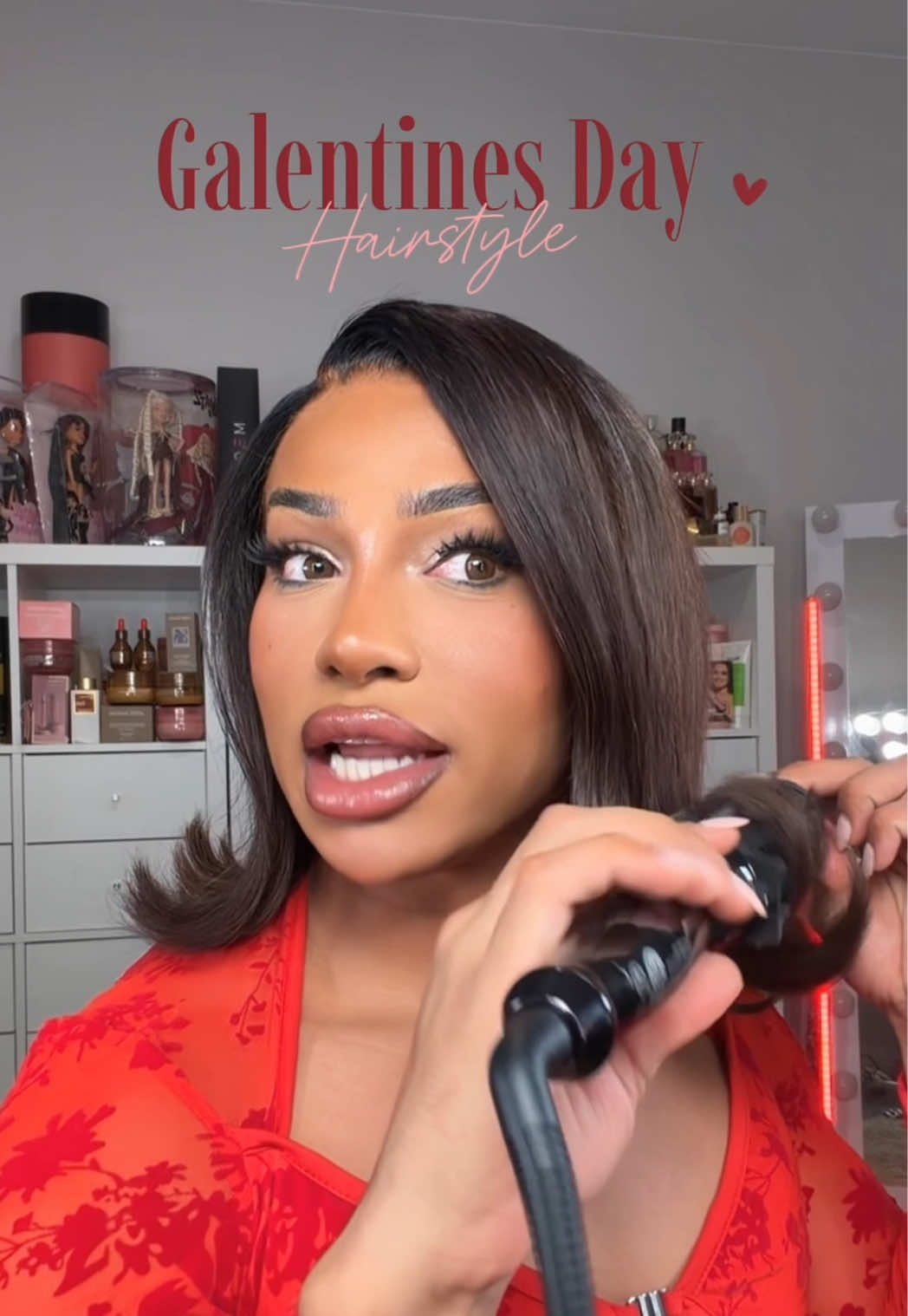 TikTok post by @glambyjerr for FoxyBae Hair. Caption reads: The Galentines day look ♥️💋 @FoxyBae Hair hottie....
